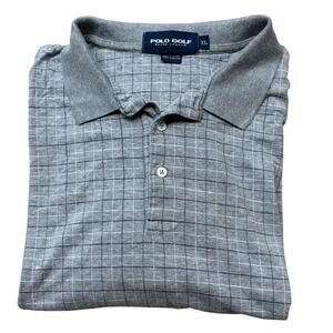 Vintage Polo Golf Ralph Lauren Heather Gray Windowpane Check Shirt Men's Size XL